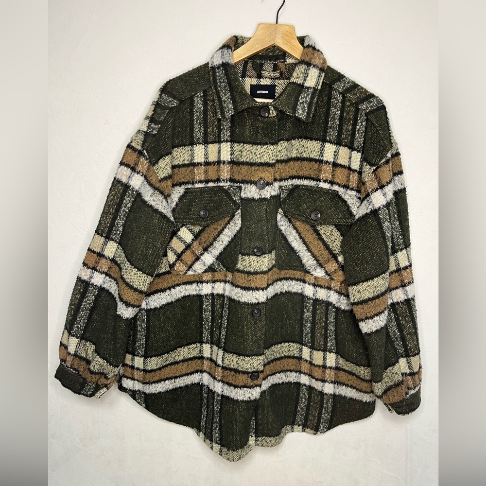 Cotton On Wool Blend Active Casual Grunge Layering Shacket Women’s Size Large